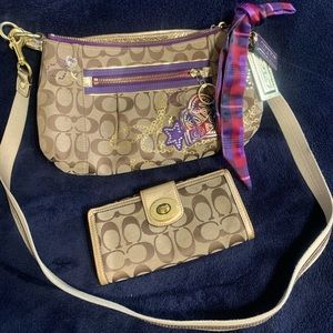 Coach bag and wallet with dust bag 1 price 2 items